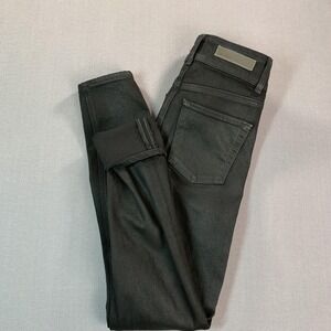 Grlfrnd Jeans Womens 24 x 28‎ Black High Rise Skinny Coated Stretch Denim 97AMA